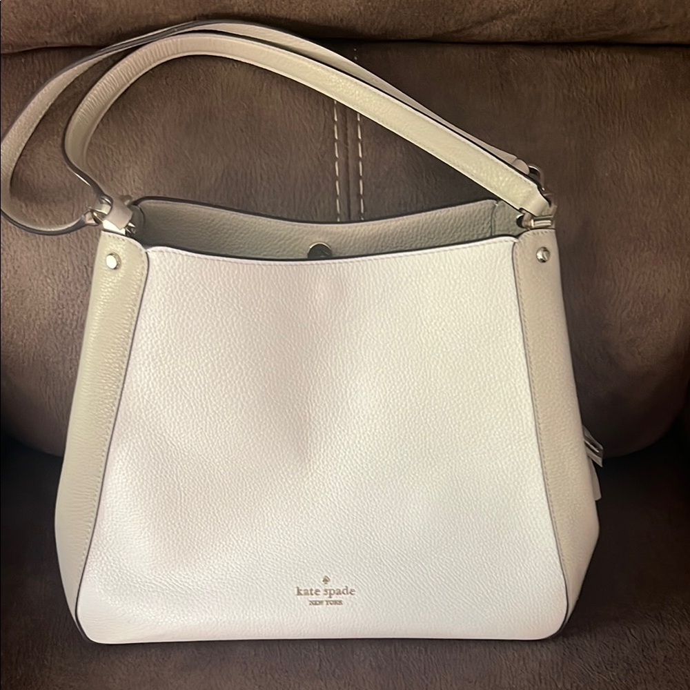 Kate Spade Cream Shoulder Bag with Pebbled Texture
